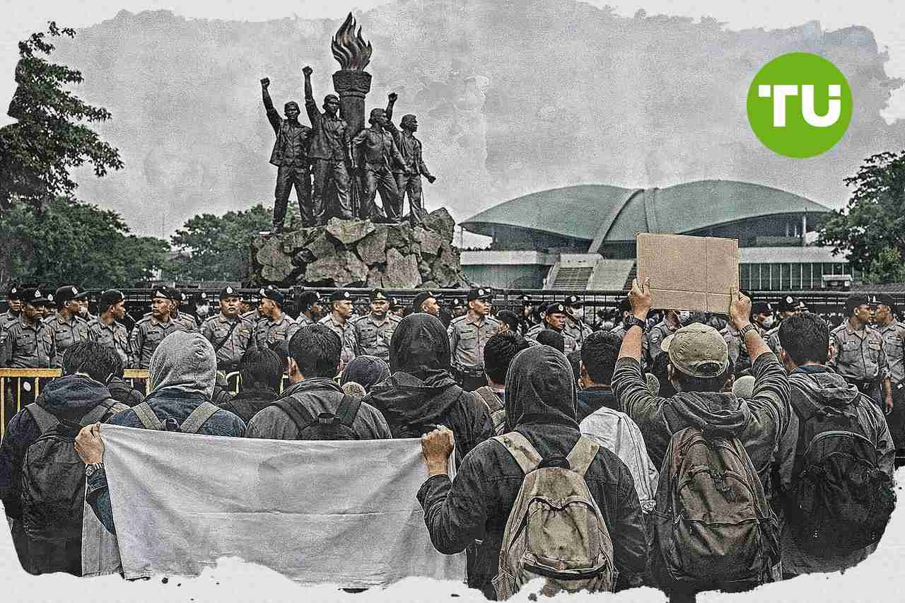 Mahasiswa Trisakti serukan tuntutan kebijakan dalam aksi di DPR Jakarta