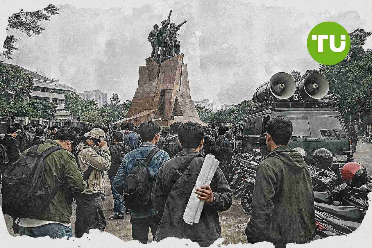 Mahasiswa Trisakti bergerak ke DPR dengan dukungan bus dan angkot